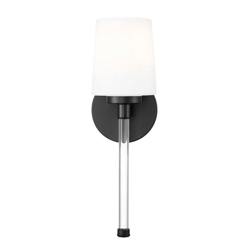 Z-Lite Henri 5" 1-Light Matte Black Steel Frame White Opal Glass Shade Wall Sconce
