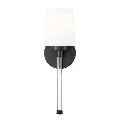 Z-Lite Henri 5" 1-Light Matte Black Steel Frame White Opal Glass Shade Wall Sconce