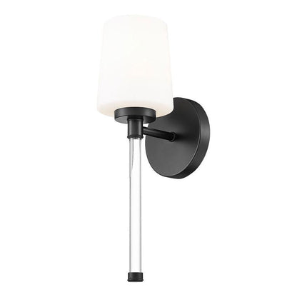 Z-Lite Henri 5" 1-Light Matte Black Steel Frame White Opal Glass Shade Wall Sconce