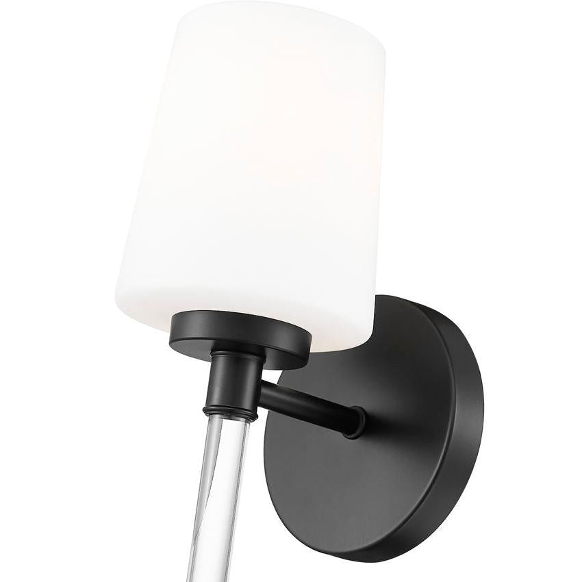 Z-Lite Henri 5" 1-Light Matte Black Steel Frame White Opal Glass Shade Wall Sconce