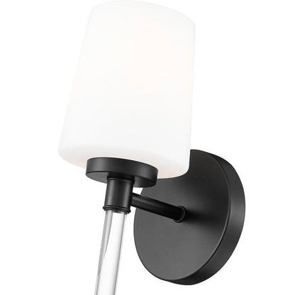 Z-Lite Henri 5" 1-Light Matte Black Steel Frame White Opal Glass Shade Wall Sconce