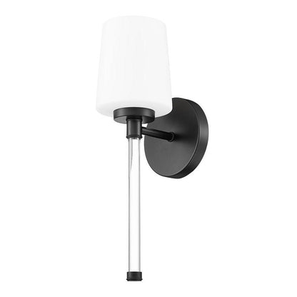 Z-Lite Henri 5" 1-Light Matte Black Steel Frame White Opal Glass Shade Wall Sconce