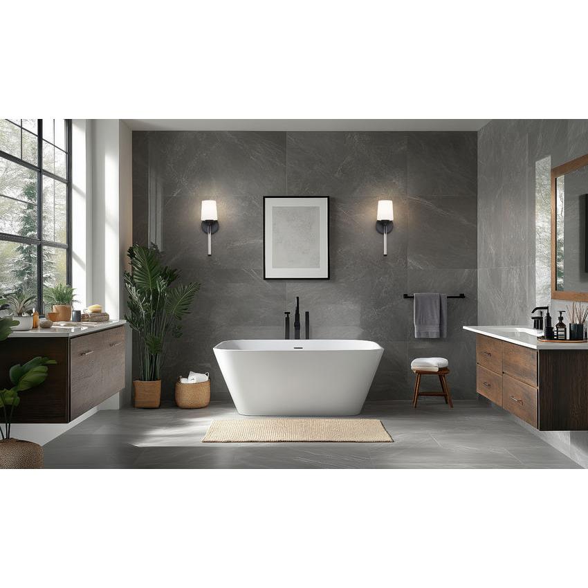 Z-Lite Henri 5" 1-Light Matte Black Steel Frame White Opal Glass Shade Wall Sconce