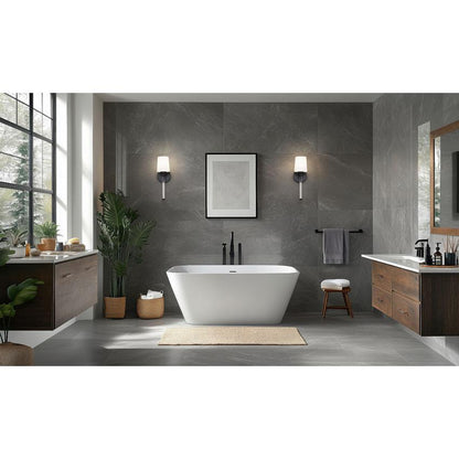 Z-Lite Henri 5" 1-Light Matte Black Steel Frame White Opal Glass Shade Wall Sconce