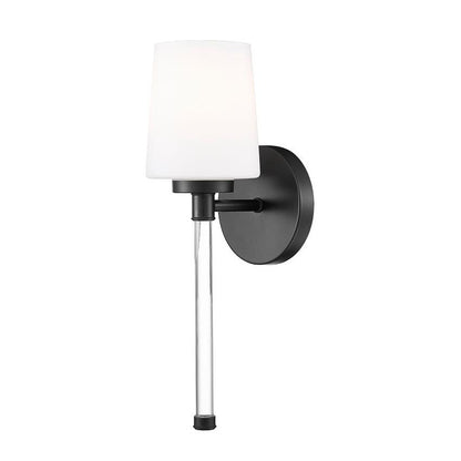 Z-Lite Henri 5" 1-Light Matte Black Steel Frame White Opal Glass Shade Wall Sconce