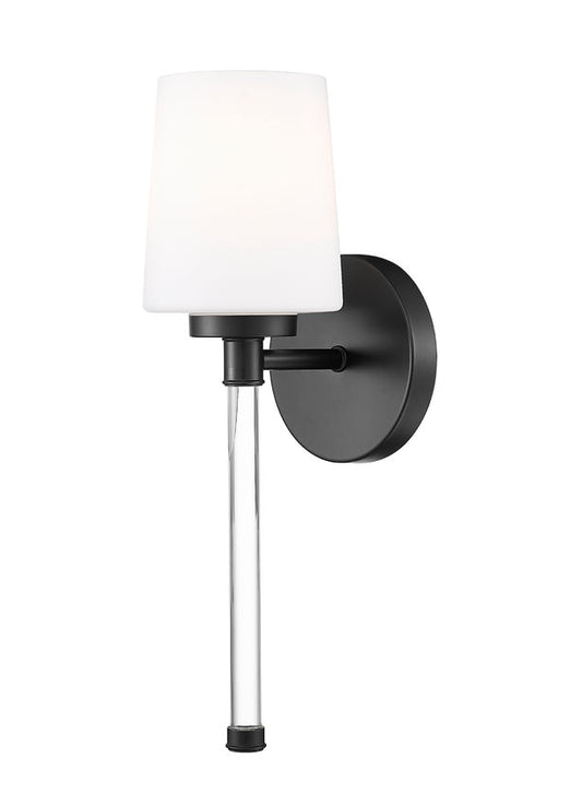 Z-Lite Henri 5" 1-Light Matte Black Steel Frame White Opal Glass Shade Wall Sconce