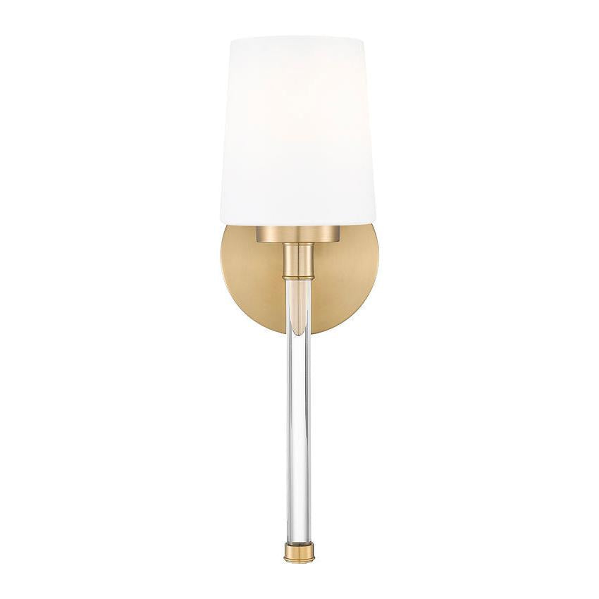 Z-Lite Henri 5" 1-Light Modern Gold Steel Frame White Opal Glass Shade Wall Sconce