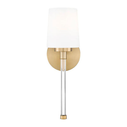 Z-Lite Henri 5" 1-Light Modern Gold Steel Frame White Opal Glass Shade Wall Sconce