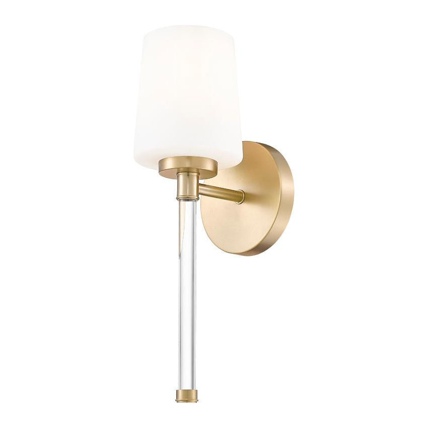 Z-Lite Henri 5" 1-Light Modern Gold Steel Frame White Opal Glass Shade Wall Sconce