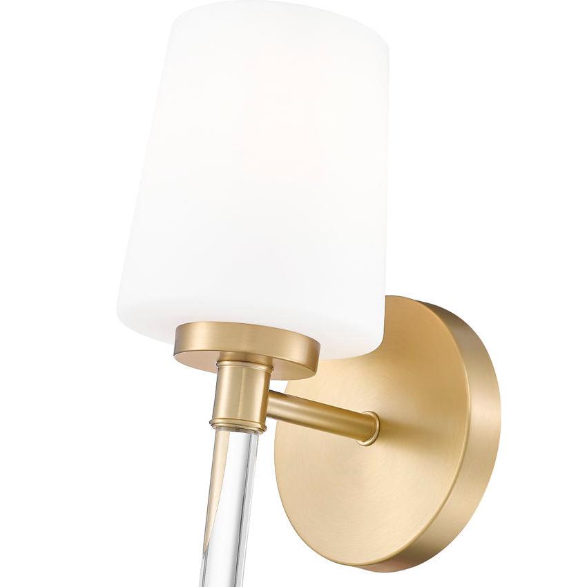 Z-Lite Henri 5" 1-Light Modern Gold Steel Frame White Opal Glass Shade Wall Sconce