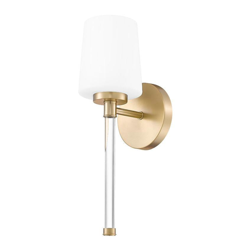 Z-Lite Henri 5" 1-Light Modern Gold Steel Frame White Opal Glass Shade Wall Sconce