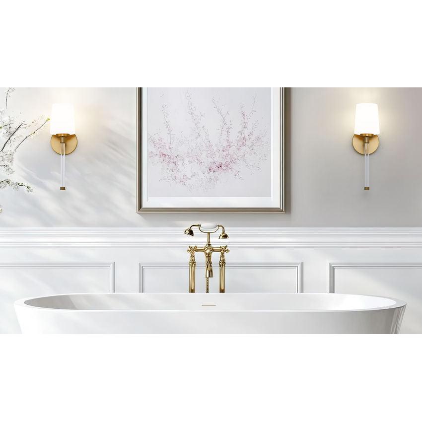 Z-Lite Henri 5" 1-Light Modern Gold Steel Frame White Opal Glass Shade Wall Sconce