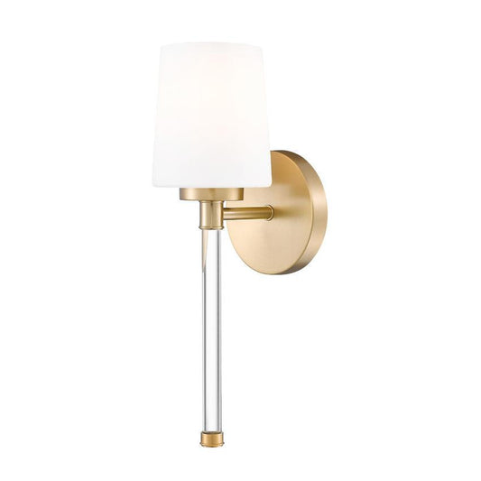Z-Lite Henri 5" 1-Light Modern Gold Steel Frame White Opal Glass Shade Wall Sconce