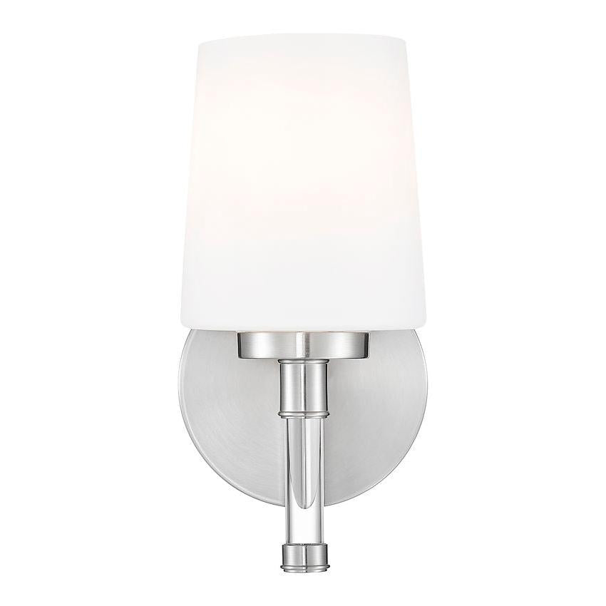 Z-Lite Henri 7" 1-Light Brushed Nickel Steel Frame White Opal Glass Shade Vanity Lighting