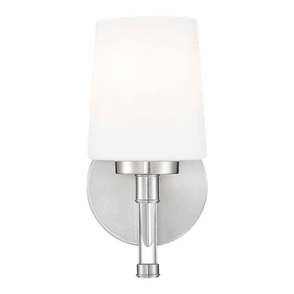 Z-Lite Henri 7" 1-Light Brushed Nickel Steel Frame White Opal Glass Shade Vanity Lighting