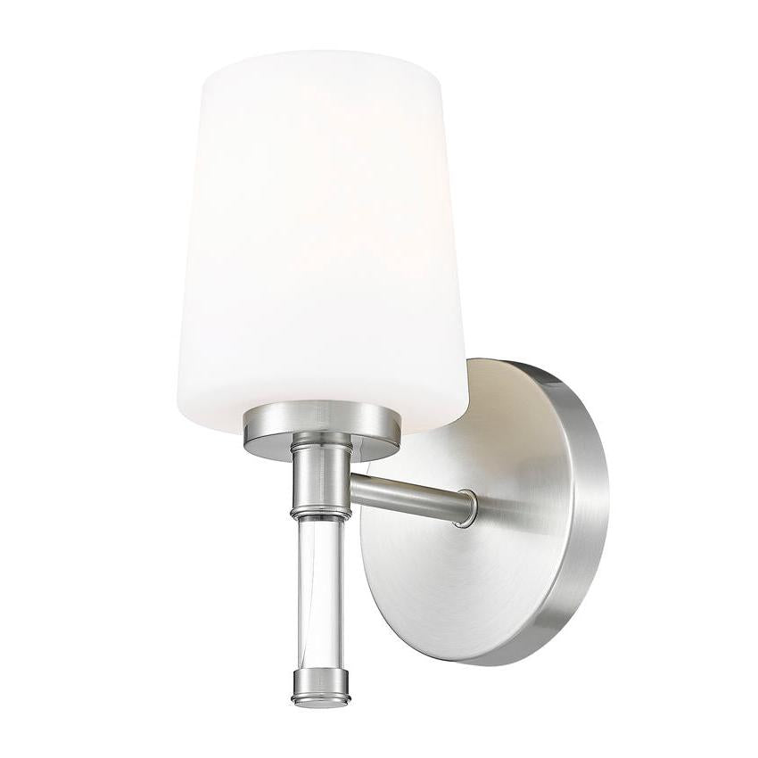 Z-Lite Henri 7" 1-Light Brushed Nickel Steel Frame White Opal Glass Shade Vanity Lighting