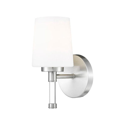 Z-Lite Henri 7" 1-Light Brushed Nickel Steel Frame White Opal Glass Shade Vanity Lighting