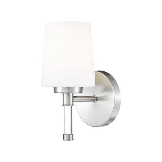 Z-Lite Henri 7" 1-Light Brushed Nickel Steel Frame White Opal Glass Shade Vanity Lighting