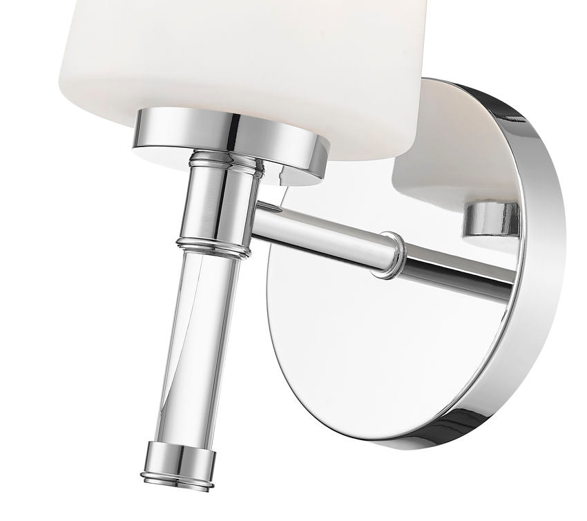 Z-Lite Henri 7" 1-Light Chrome Steel Frame White Opal Glass Shade Vanity Lighting