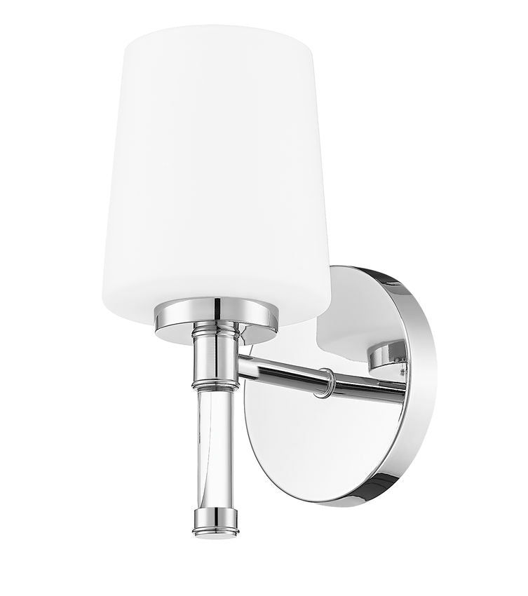 Z-Lite Henri 7" 1-Light Chrome Steel Frame White Opal Glass Shade Vanity Lighting