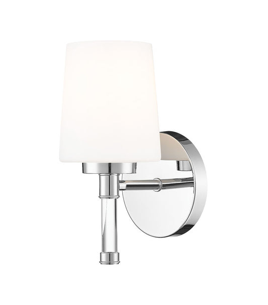 Z-Lite Henri 7" 1-Light Chrome Steel Frame White Opal Glass Shade Vanity Lighting