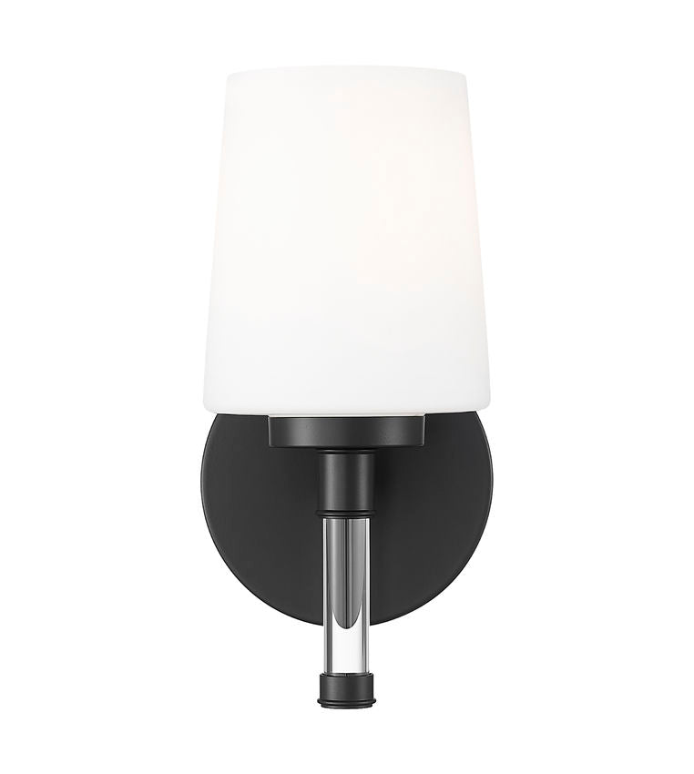 Z-Lite Henri 7" 1-Light Matte Black Steel Frame White Opal Glass Shade Vanity Lighting