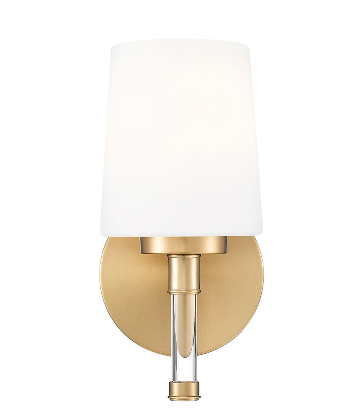Z-Lite Henri 7" 1-Light Modern Gold Steel Frame White Opal Glass Shade Vanity Lighting
