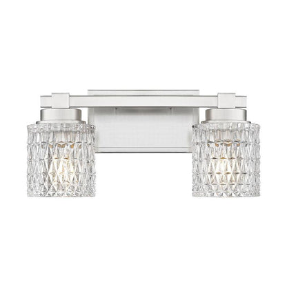 Z-Lite Jacqueline 16" 2-Light Brushed Nickel Steel Frame Clear Diamond Shade Vanity Light