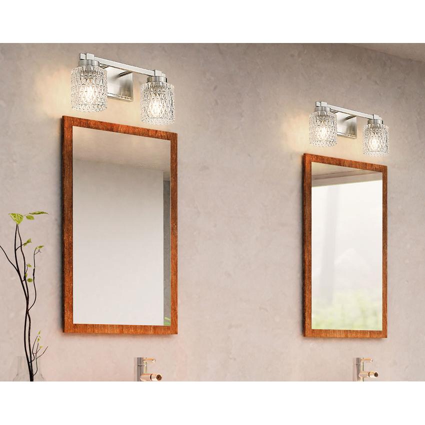 Z-Lite Jacqueline 16" 2-Light Brushed Nickel Steel Frame Clear Diamond Shade Vanity Light