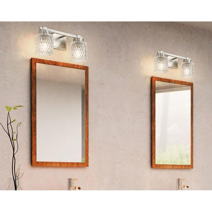 Z-Lite Jacqueline 16" 2-Light Brushed Nickel Steel Frame Clear Diamond Shade Vanity Light