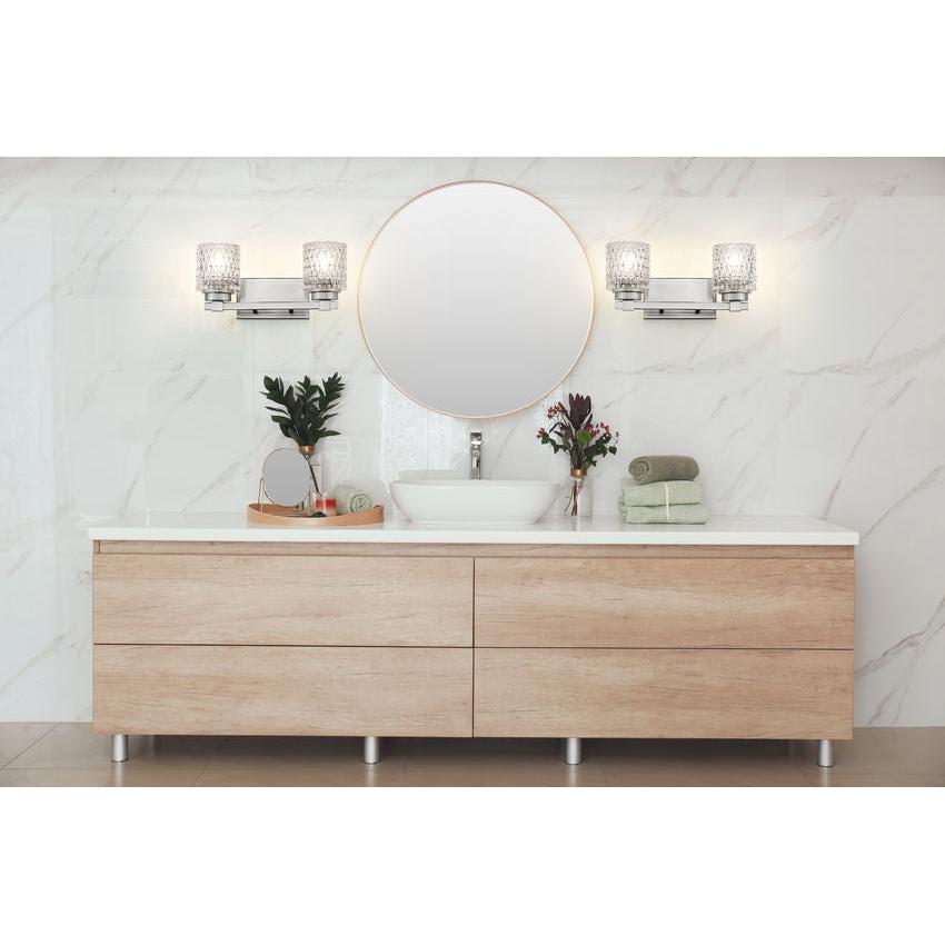 Z-Lite Jacqueline 16" 2-Light Brushed Nickel Steel Frame Clear Diamond Shade Vanity Light