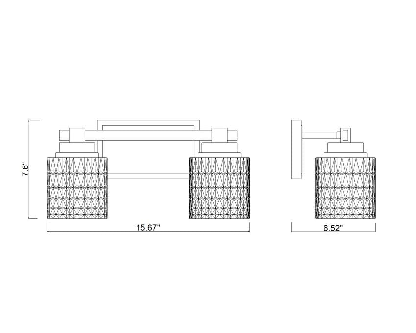 Z-Lite Jacqueline 16" 2-Light Chrome Steel Frame Clear Diamond Shade Vanity Light