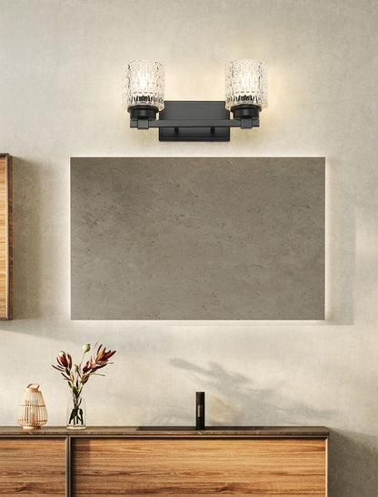 Z-Lite Jacqueline 16" 2-Light Matte Black Steel Frame Clear Diamond Shade Vanity Light