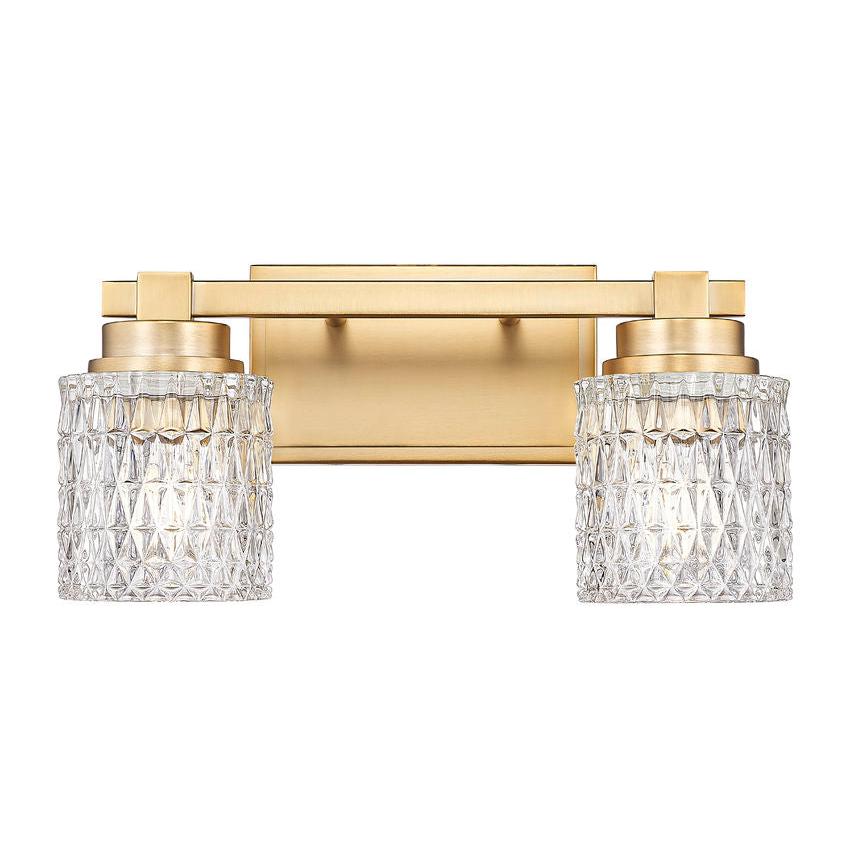 Z-Lite Jacqueline 16" 2-Light Modern Gold Steel Frame Clear Diamond Shade Vanity Light