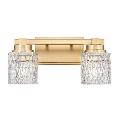 Z-Lite Jacqueline 16" 2-Light Modern Gold Steel Frame Clear Diamond Shade Vanity Light