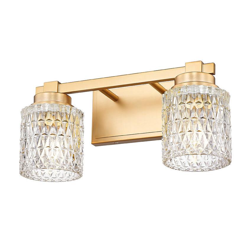 Z-Lite Jacqueline 16" 2-Light Modern Gold Steel Frame Clear Diamond Shade Vanity Light