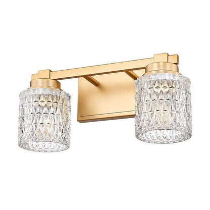 Z-Lite Jacqueline 16" 2-Light Modern Gold Steel Frame Clear Diamond Shade Vanity Light