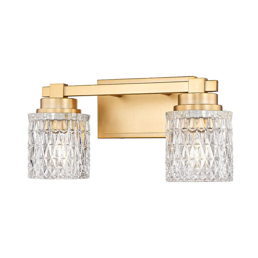 Z-Lite Jacqueline 16" 2-Light Modern Gold Steel Frame Clear Diamond Shade Vanity Light