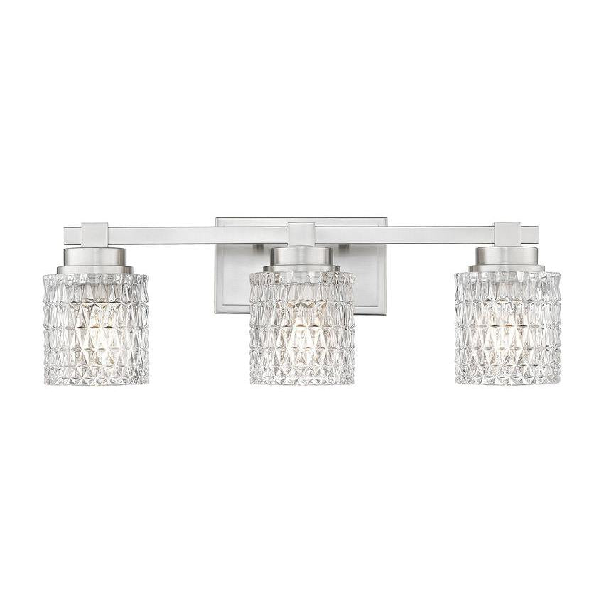 Z-Lite Jacqueline 23" 3-Light Brushed Nickel Steel Frame Clear Diamond Shade Vanity Light