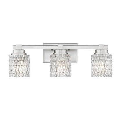 Z-Lite Jacqueline 23" 3-Light Brushed Nickel Steel Frame Clear Diamond Shade Vanity Light