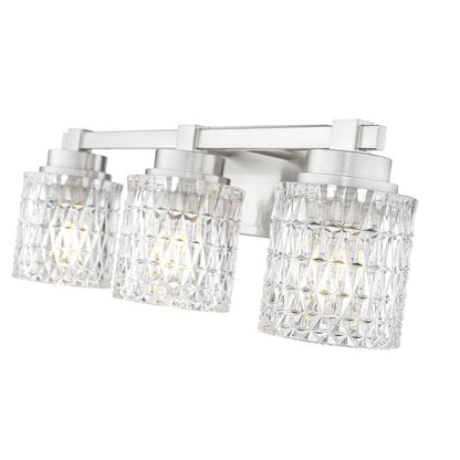 Z-Lite Jacqueline 23" 3-Light Brushed Nickel Steel Frame Clear Diamond Shade Vanity Light