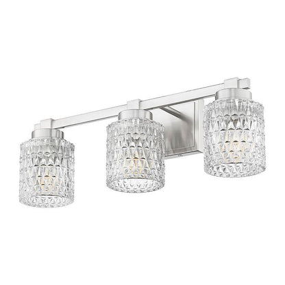 Z-Lite Jacqueline 23" 3-Light Brushed Nickel Steel Frame Clear Diamond Shade Vanity Light