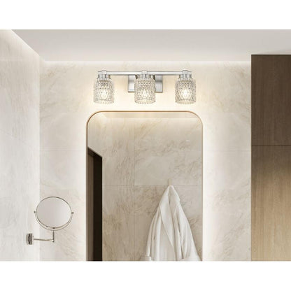 Z-Lite Jacqueline 23" 3-Light Brushed Nickel Steel Frame Clear Diamond Shade Vanity Light