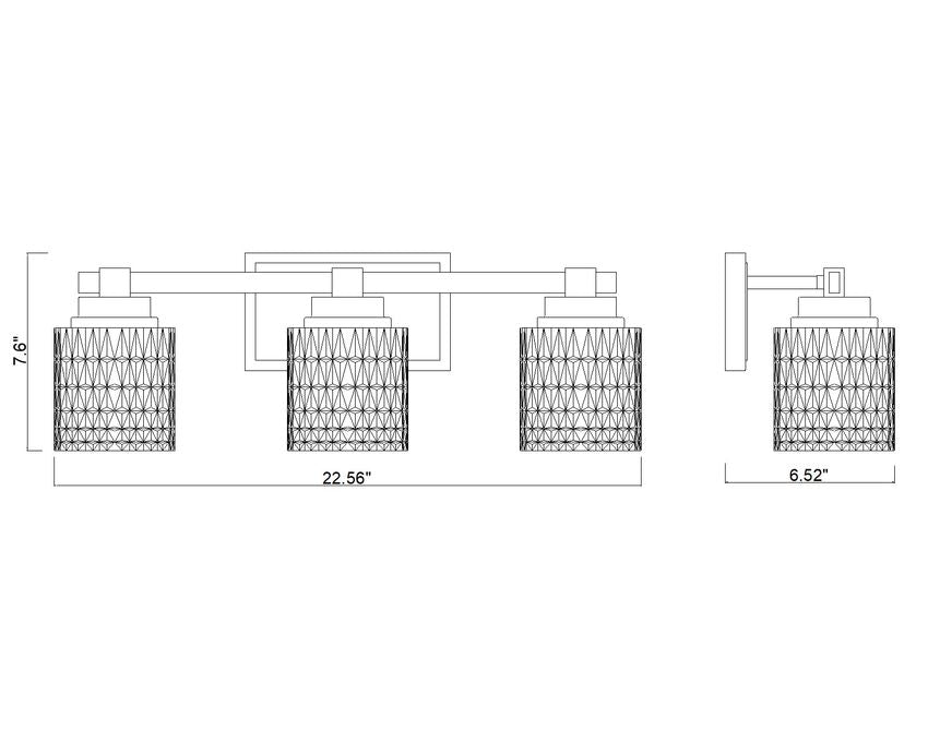 Z-Lite Jacqueline 23" 3-Light Chrome Steel Frame Clear Diamond Shade Vanity Light