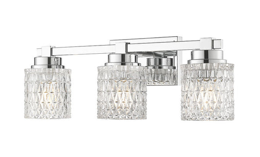 Z-Lite Jacqueline 23" 3-Light Chrome Steel Frame Clear Diamond Shade Vanity Light