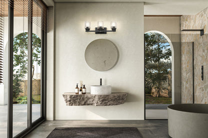 Z-Lite Jacqueline 23" 3-Light Matte Black Steel Frame Clear Diamond Shade Vanity Light