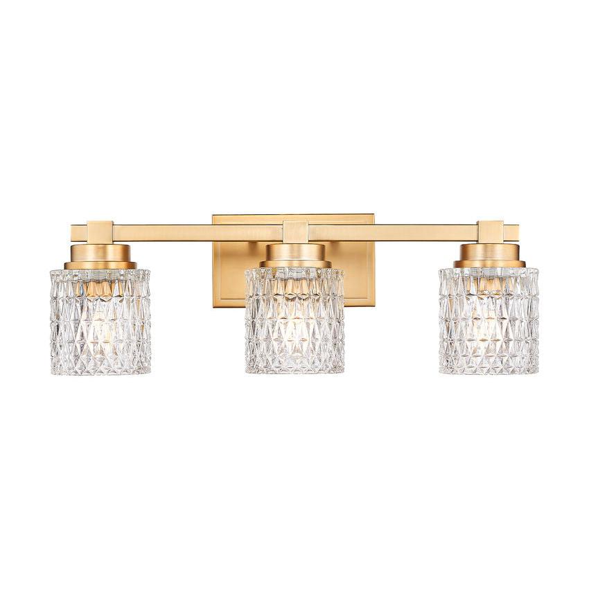 Z-Lite Jacqueline 23" 3-Light Modern Gold Steel Frame Clear Diamond Shade Vanity Light