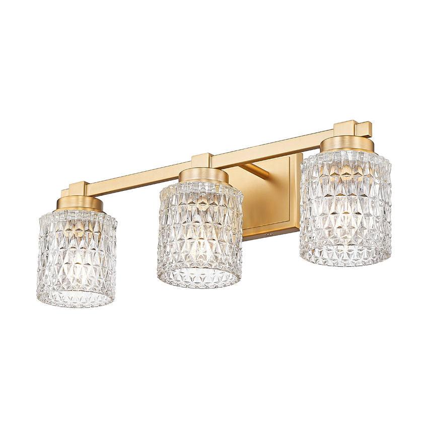 Z-Lite Jacqueline 23" 3-Light Modern Gold Steel Frame Clear Diamond Shade Vanity Light