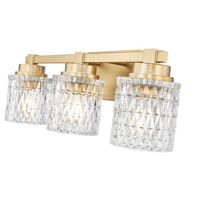 Z-Lite Jacqueline 23" 3-Light Modern Gold Steel Frame Clear Diamond Shade Vanity Light
