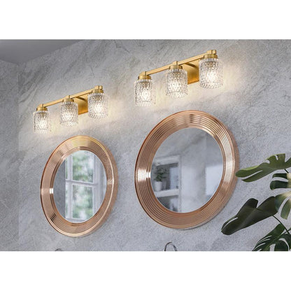 Z-Lite Jacqueline 23" 3-Light Modern Gold Steel Frame Clear Diamond Shade Vanity Light